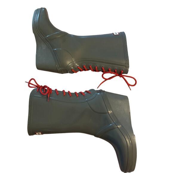 Women US-6M Hunter Verbier Lace-Up Platform Wedge Heeled Rain Boots Rainboots - Picture 8 of 9